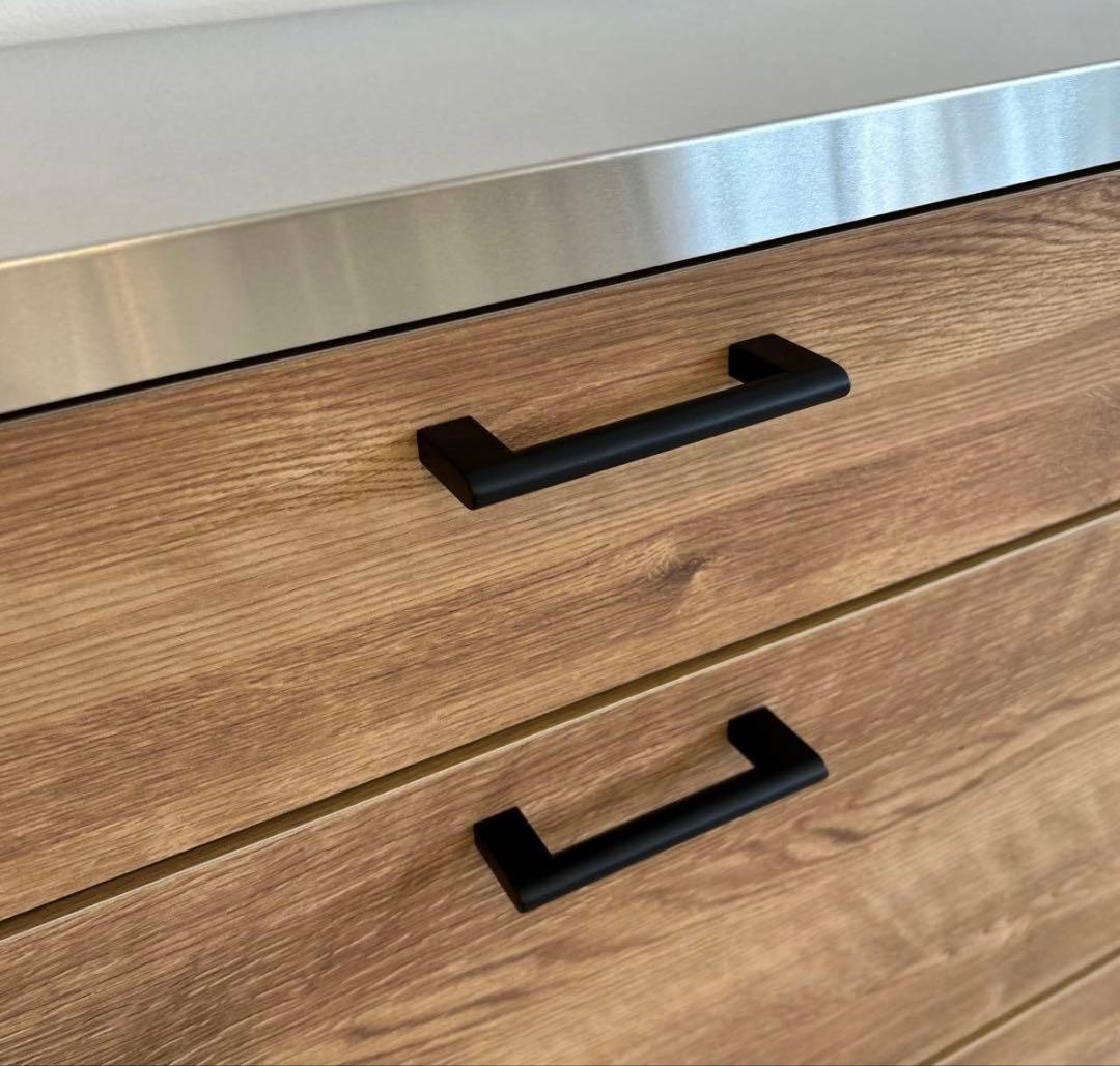 木目調キッチンカウンター 3引き出し