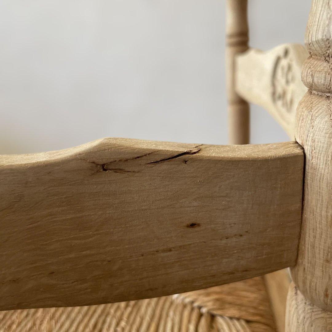 ビンテージ 藁 コーナーチェア 剥離