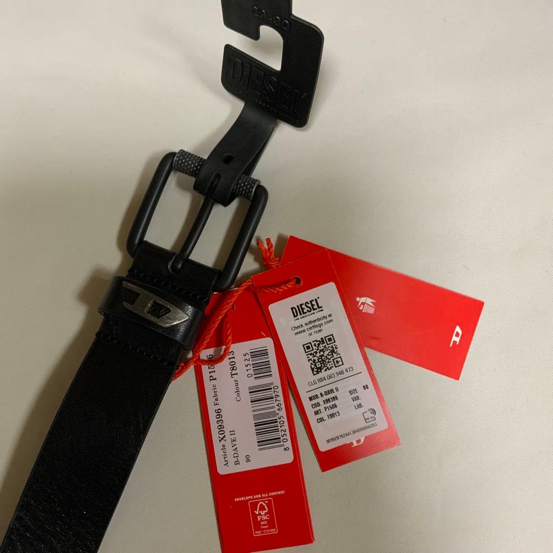 新品　ディーゼル　ベルト 90　X09396　B-DAVE Ⅱ　メタリックDロゴ
