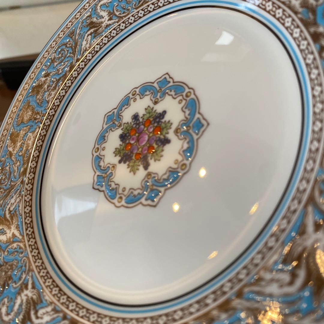 フロレンティーン　ケーキ　プレート　皿　17㎝　18㎝　ターコイズ　黒壺