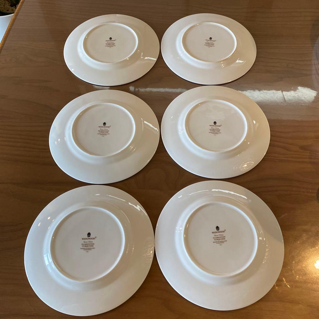 フロレンティーン　ケーキ　プレート　皿　17㎝　18㎝　ターコイズ　黒壺