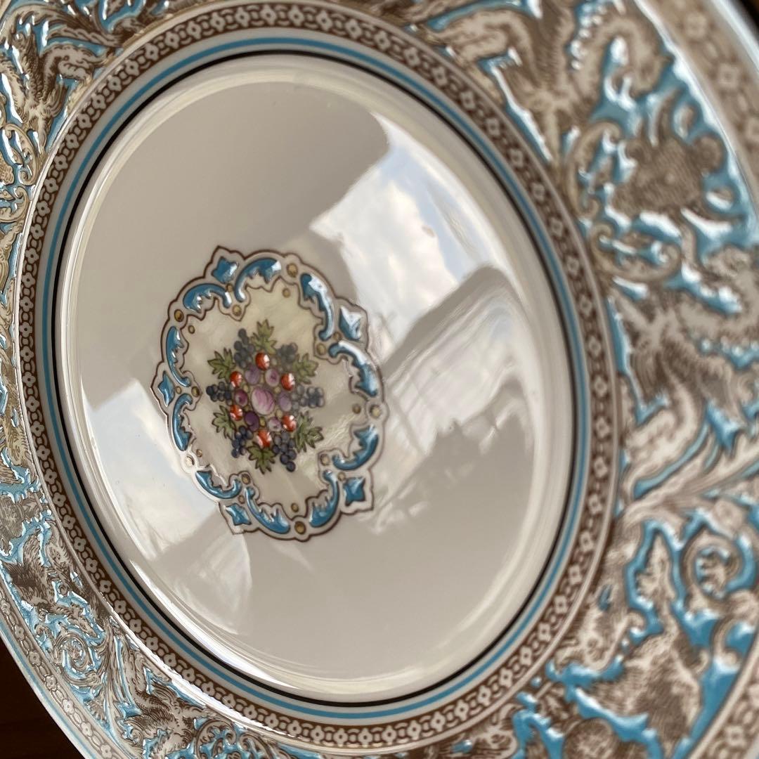 フロレンティーン　ケーキ　プレート　皿　17㎝　18㎝　ターコイズ　黒壺