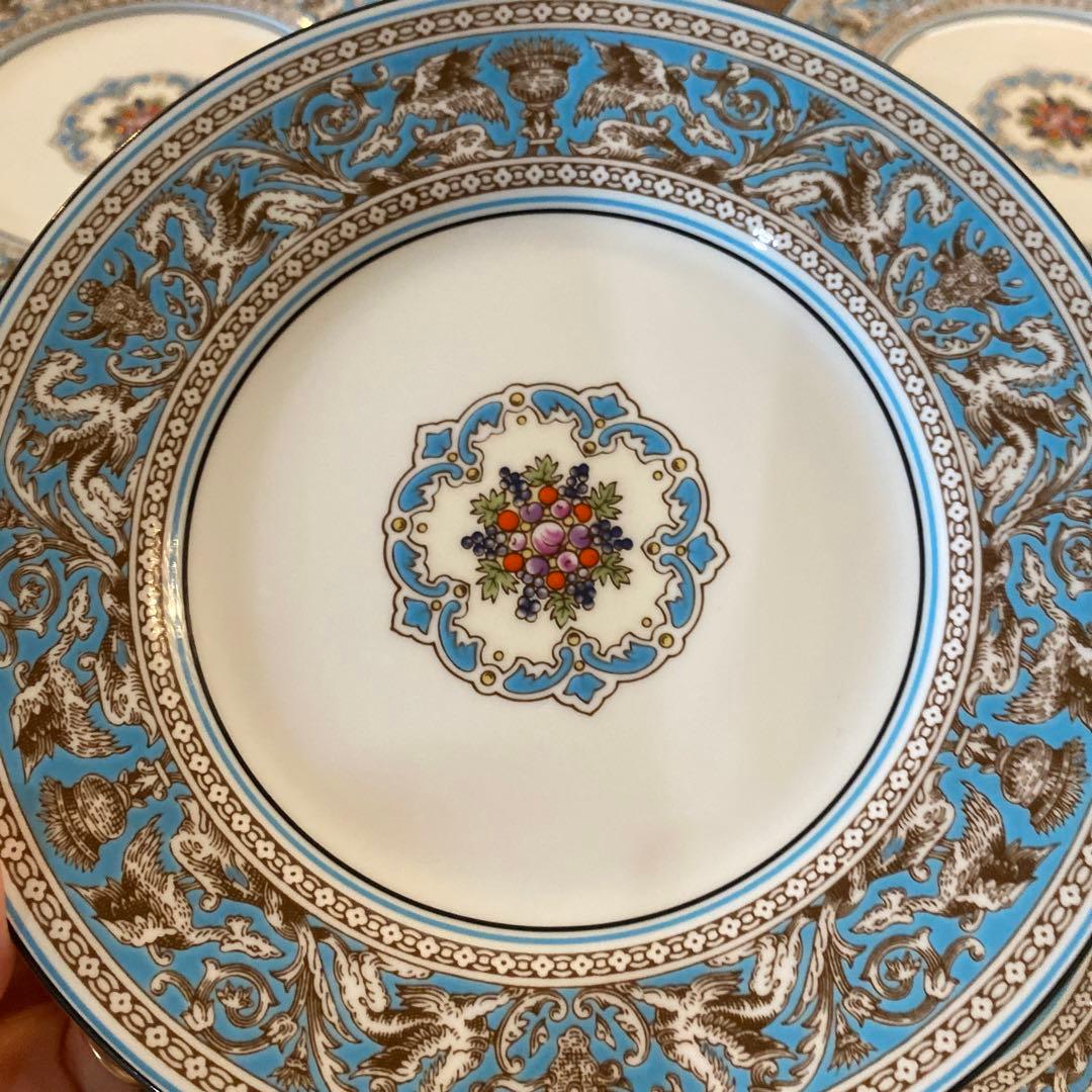 フロレンティーン　ケーキ　プレート　皿　17㎝　18㎝　ターコイズ　黒壺