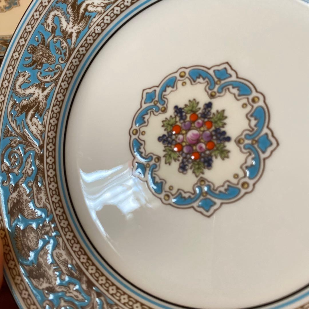 フロレンティーン　ケーキ　プレート　皿　17㎝　18㎝　ターコイズ　黒壺