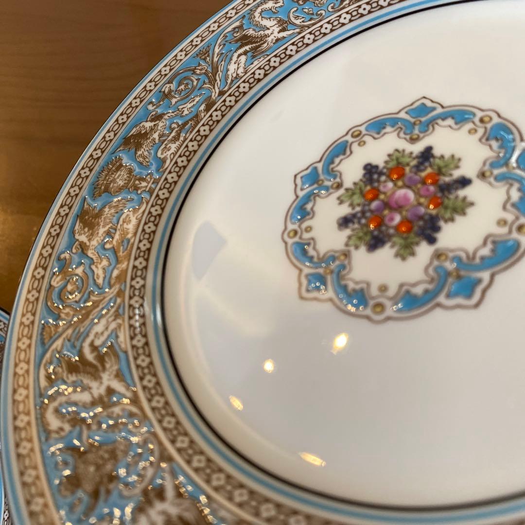 フロレンティーン　ケーキ　プレート　皿　17㎝　18㎝　ターコイズ　黒壺