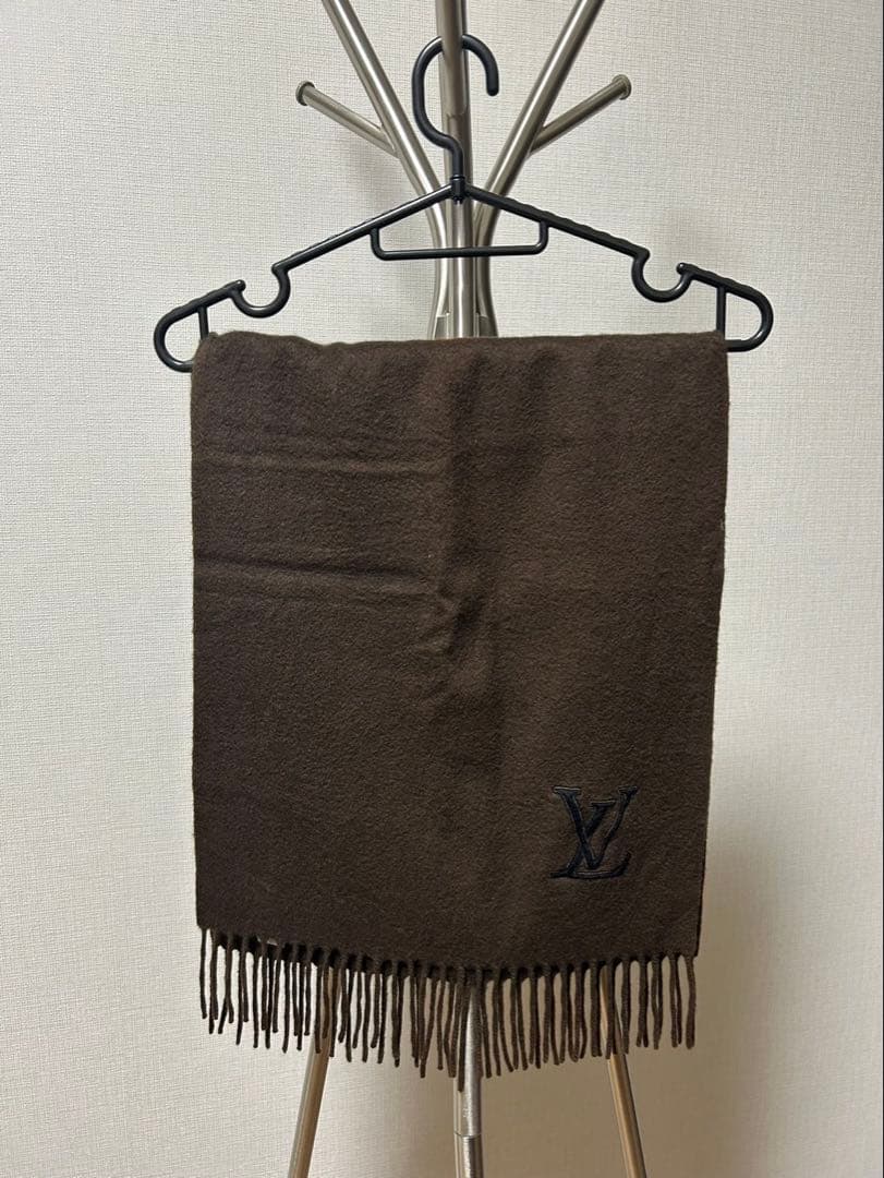 正規保証Louis Vuitton ブラウン カシミヤ マフラー