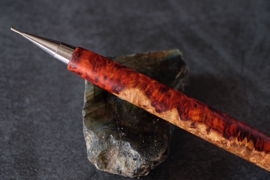 PG5木軸カスタム0170　高村杢工房製図用シャープペンシル　花梨瘤トリコロール