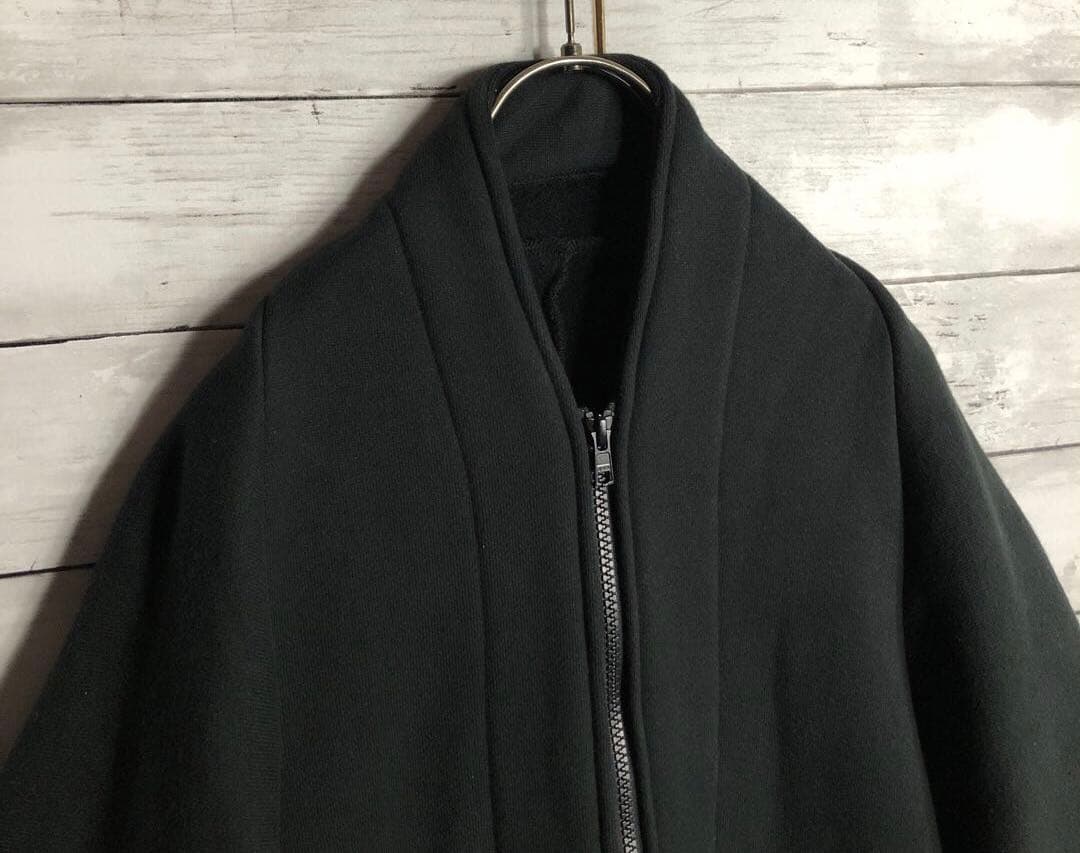 ヨウジヤマモト スウェット生地ロングコート フルジップ ノーカラーウールコットン