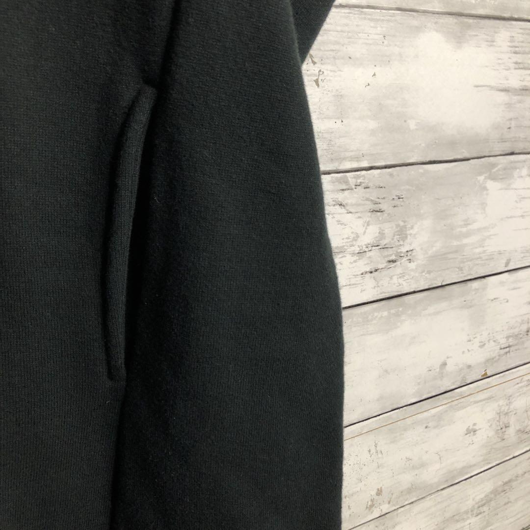 ヨウジヤマモト スウェット生地ロングコート フルジップ ノーカラーウールコットン