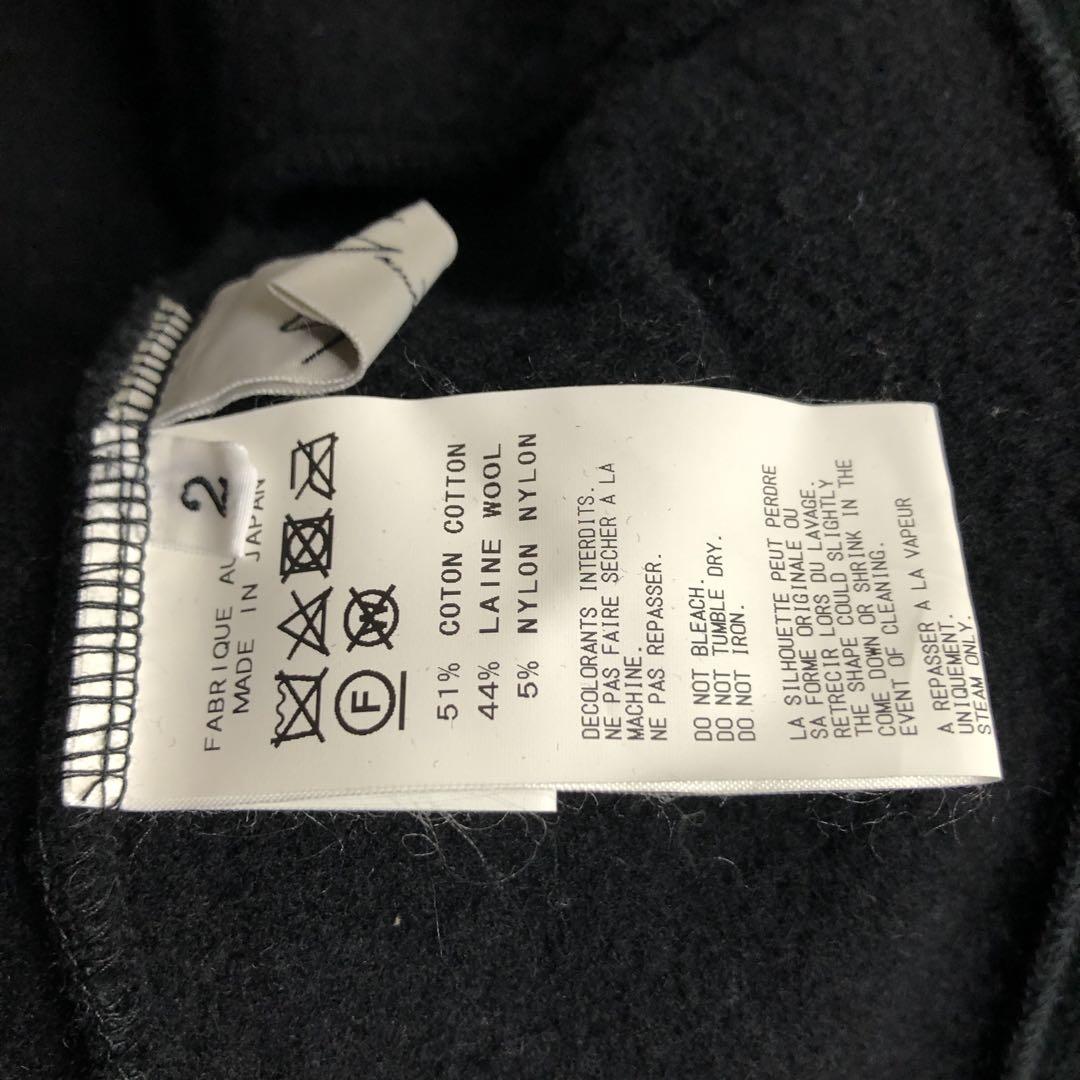 ヨウジヤマモト スウェット生地ロングコート フルジップ ノーカラーウールコットン