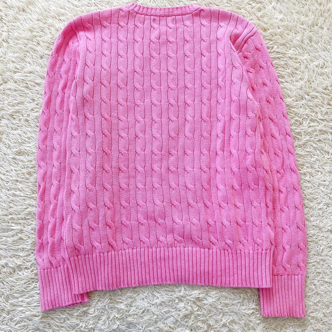 美品✨ポロラルフローレン 大きめLサイズ ピンク ケーブルニット セーター 長袖