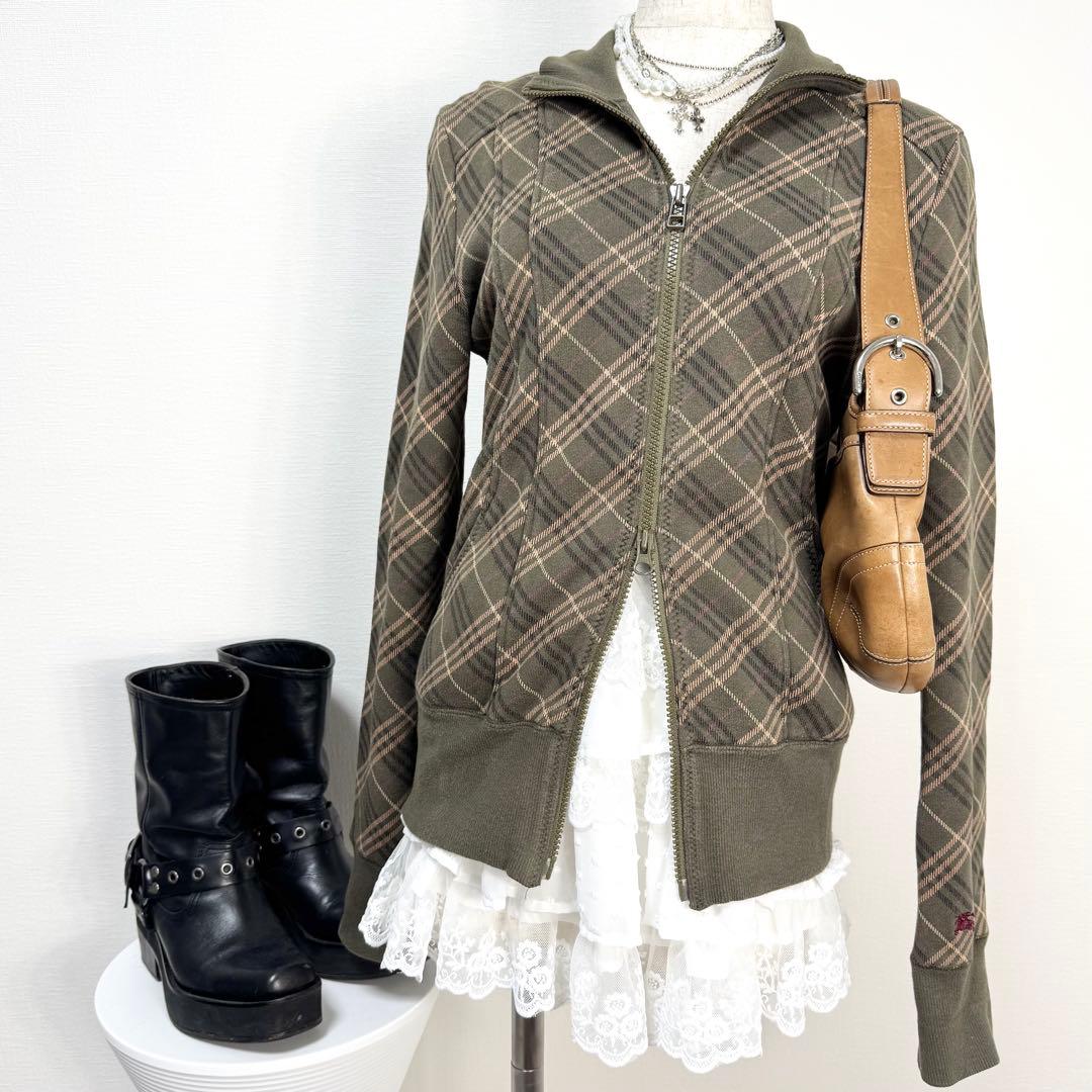 y2k❤️ BURBERRY BLUE LABEL 総柄 ダブルジップジャージ