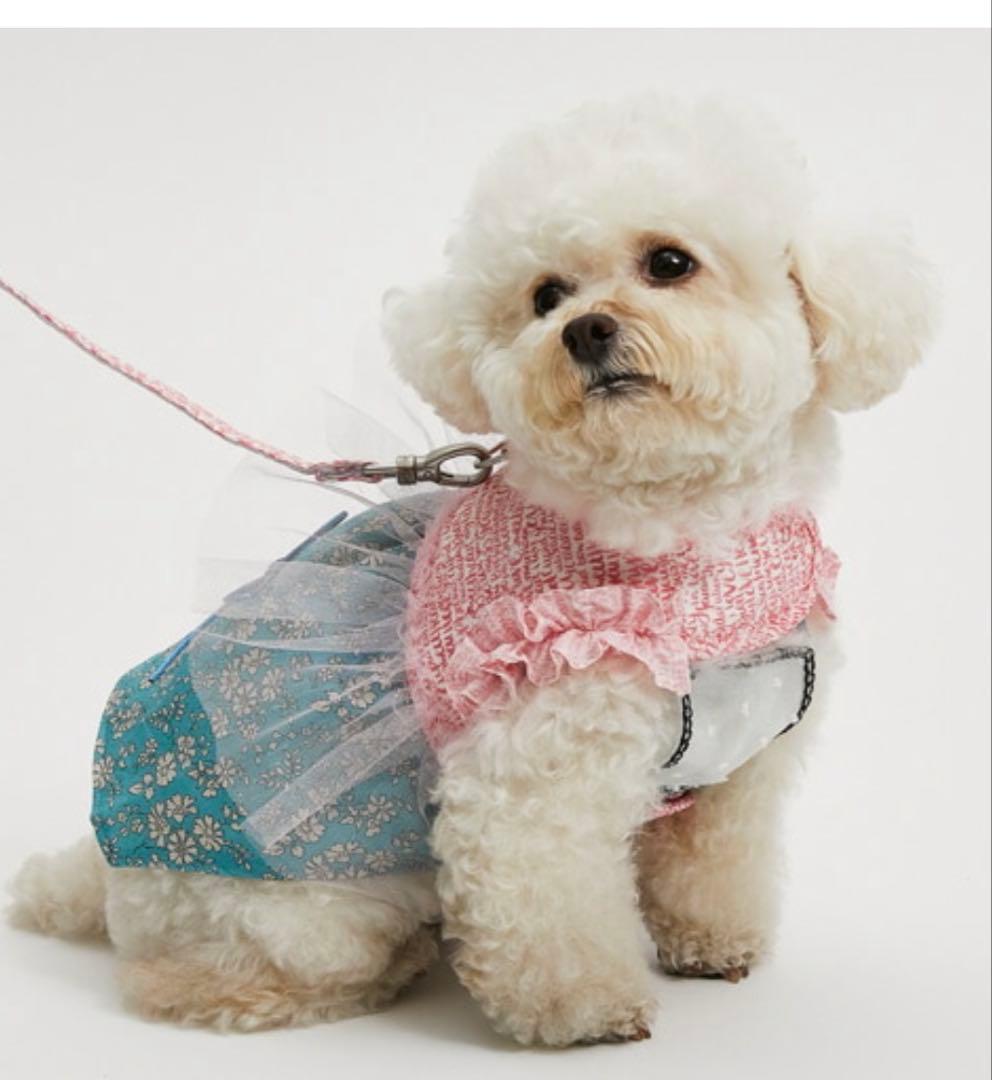 louisdog ピンク文字柄チュールハーネス　リード付き　Ｌサイズ