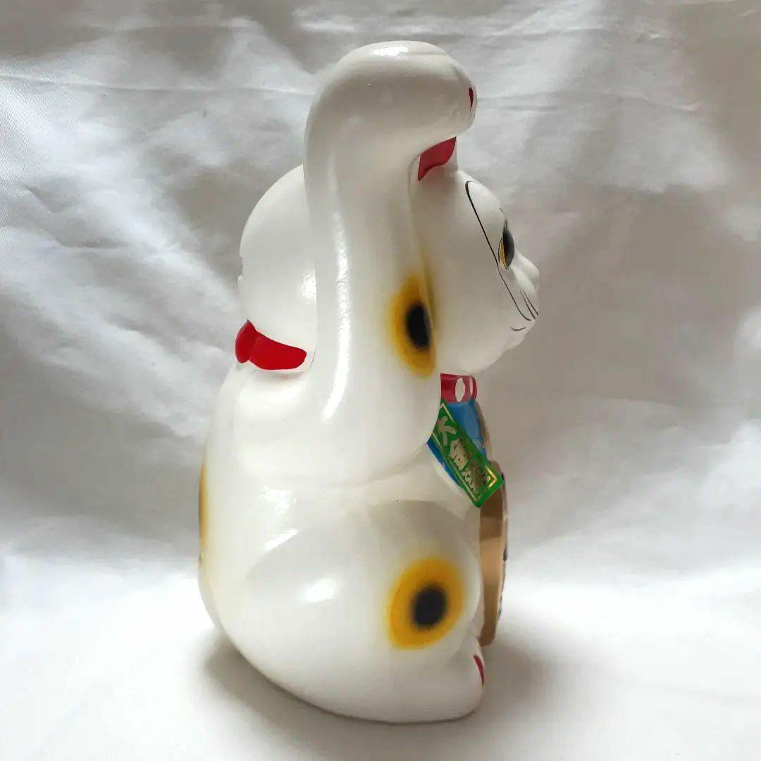 023未使用　 招き猫 両手上げ 昭和レトロ 陶器製 高22cm 商売繁盛・金運