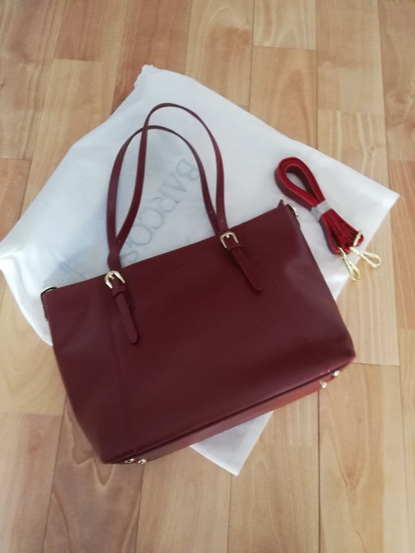 新品！BARCOSバルコス 牛革2wayトートバッグ　本革レザーバッグ　ボルドー