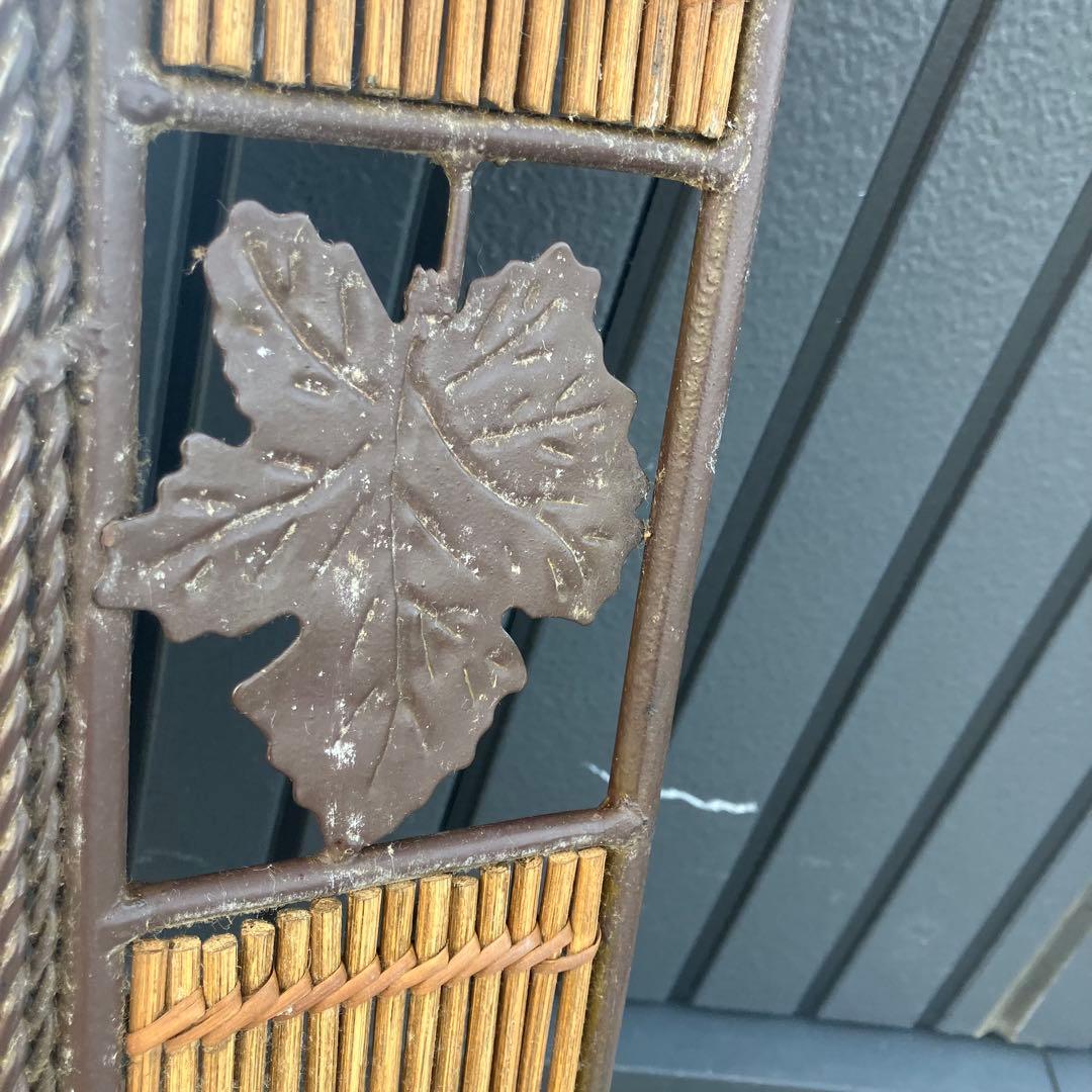アンティーク アイアンフレーム 葉っぱ柄装飾ミラー 装飾 バンブー 壁掛けミラー