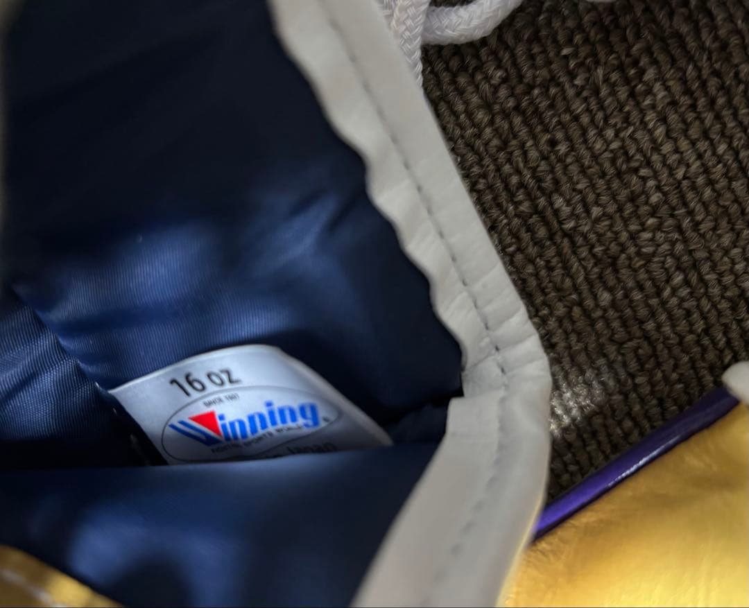 ウイニング　ボクシンググローブ　16oz 紐式　パープル✖️ゴールド