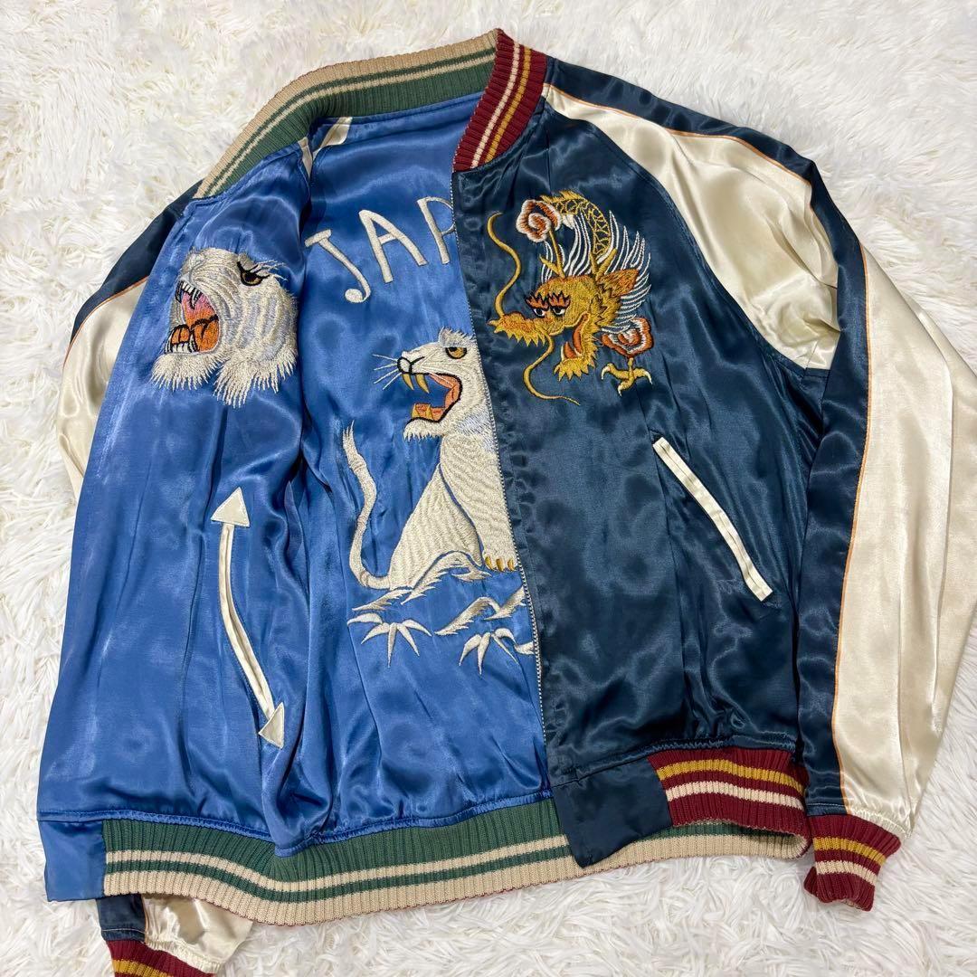 THE FLAT HEAD リバーシブル スカジャン サテン 白虎 龍 富士山M