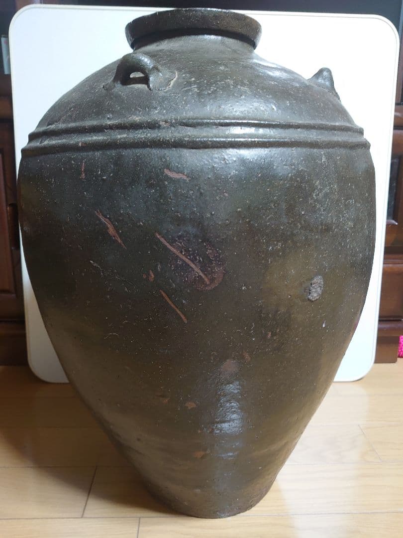 備前焼（古備前）四っ耳付き　陶器　 大瓶 超特大壺 引き取り限定