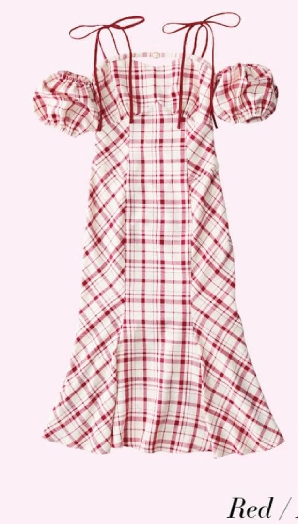 mmeeme 2wayチェックロングマーメイドワンピース