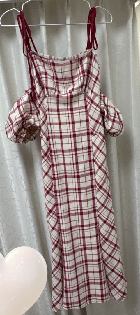 mmeeme 2wayチェックロングマーメイドワンピース