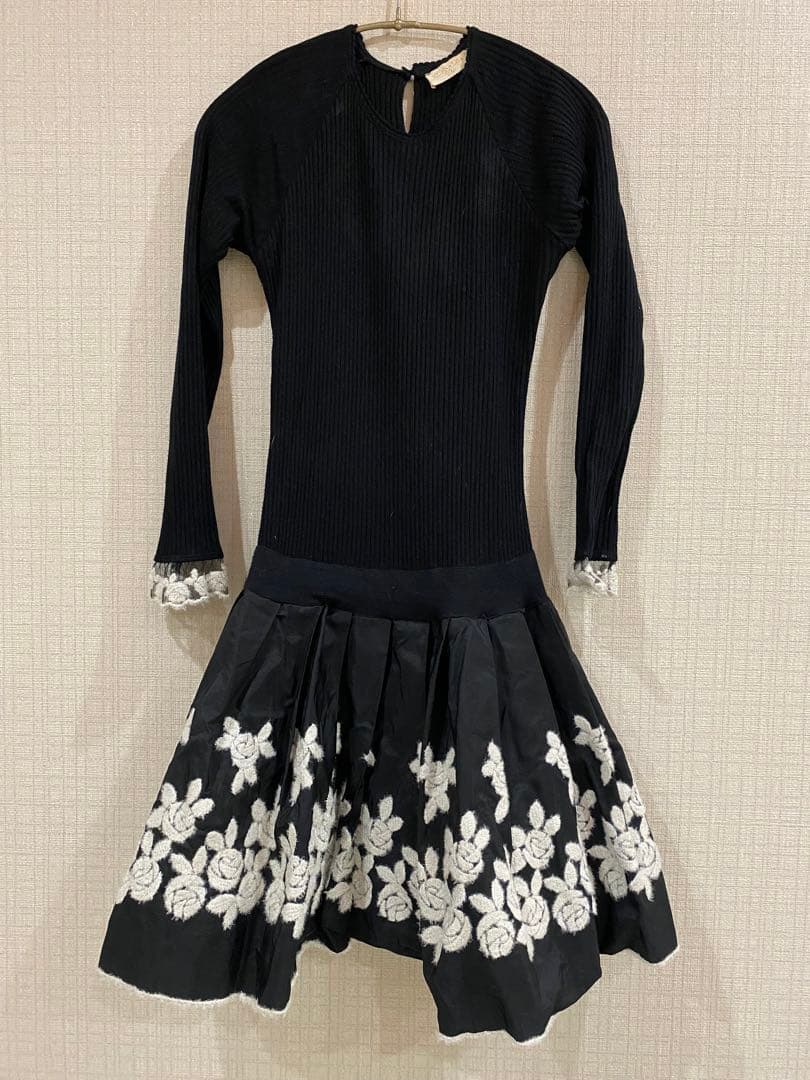 MONNALISA（モナリザ） キッズ/160/ 長袖ワンピース フラワー刺繍