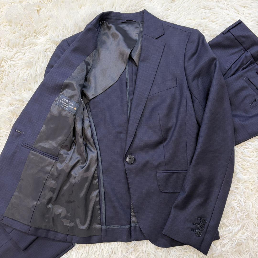 【極美品】スーツカンパニーシー REDA社生地 ビジネス パンツスーツ 紺 38
