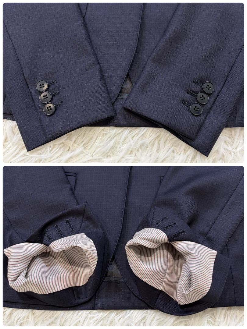 【極美品】スーツカンパニーシー REDA社生地 ビジネス パンツスーツ 紺 38