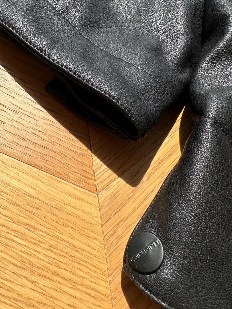 Carhartt WIP ブラックレザー ジップアップジャケット