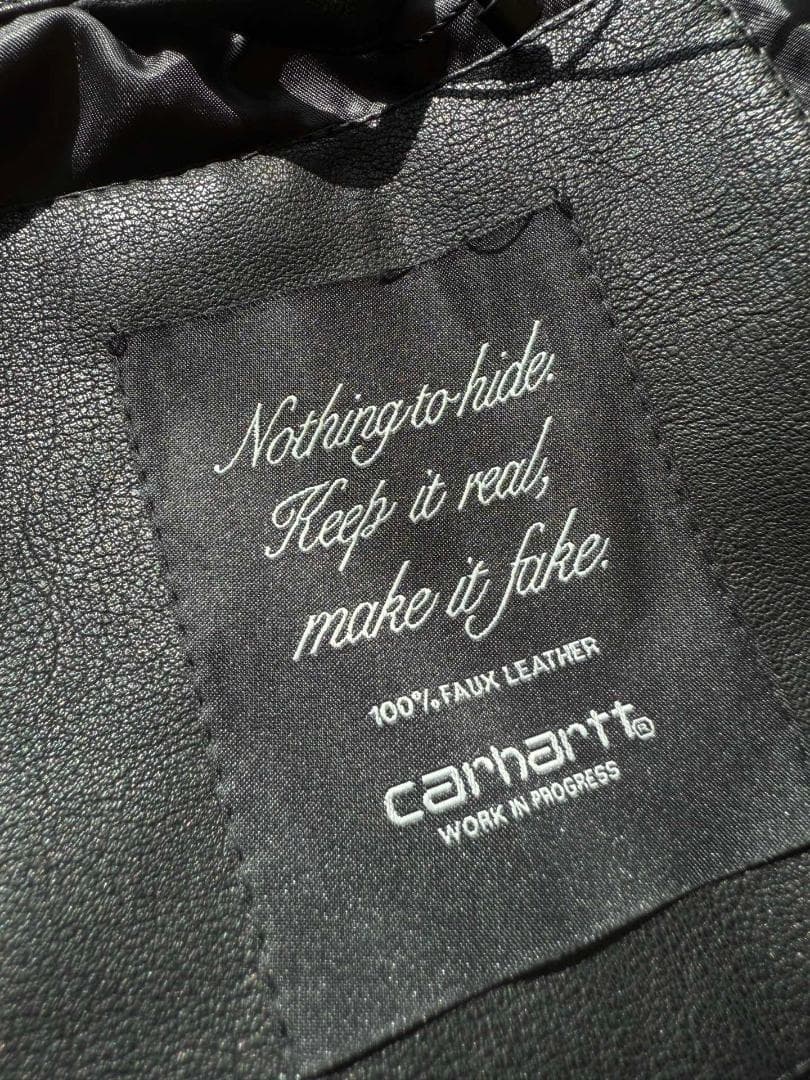 Carhartt WIP ブラックレザー ジップアップジャケット