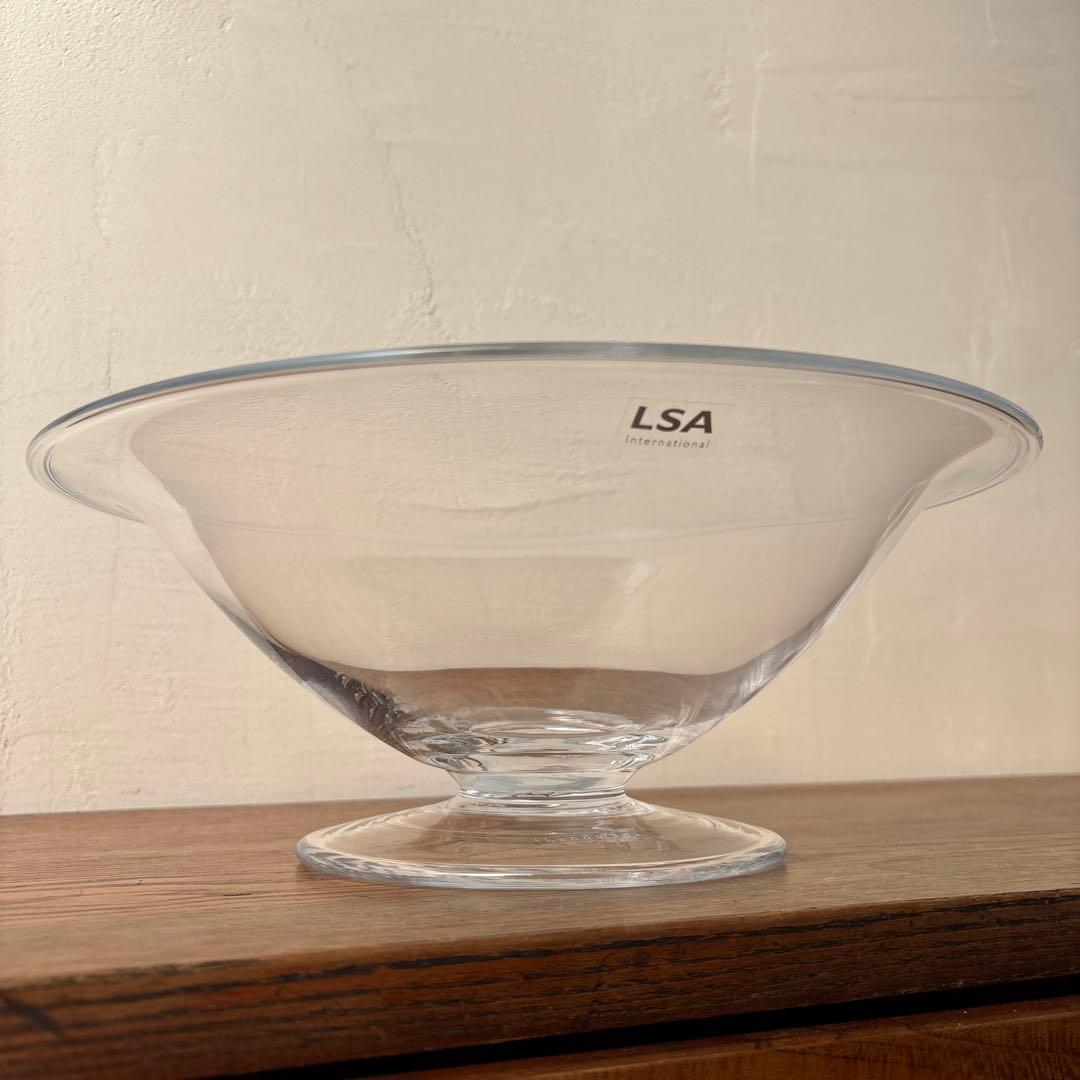 LSA ポーランド ハンドメイド ガラス 脚つきコンポート 大型 花器