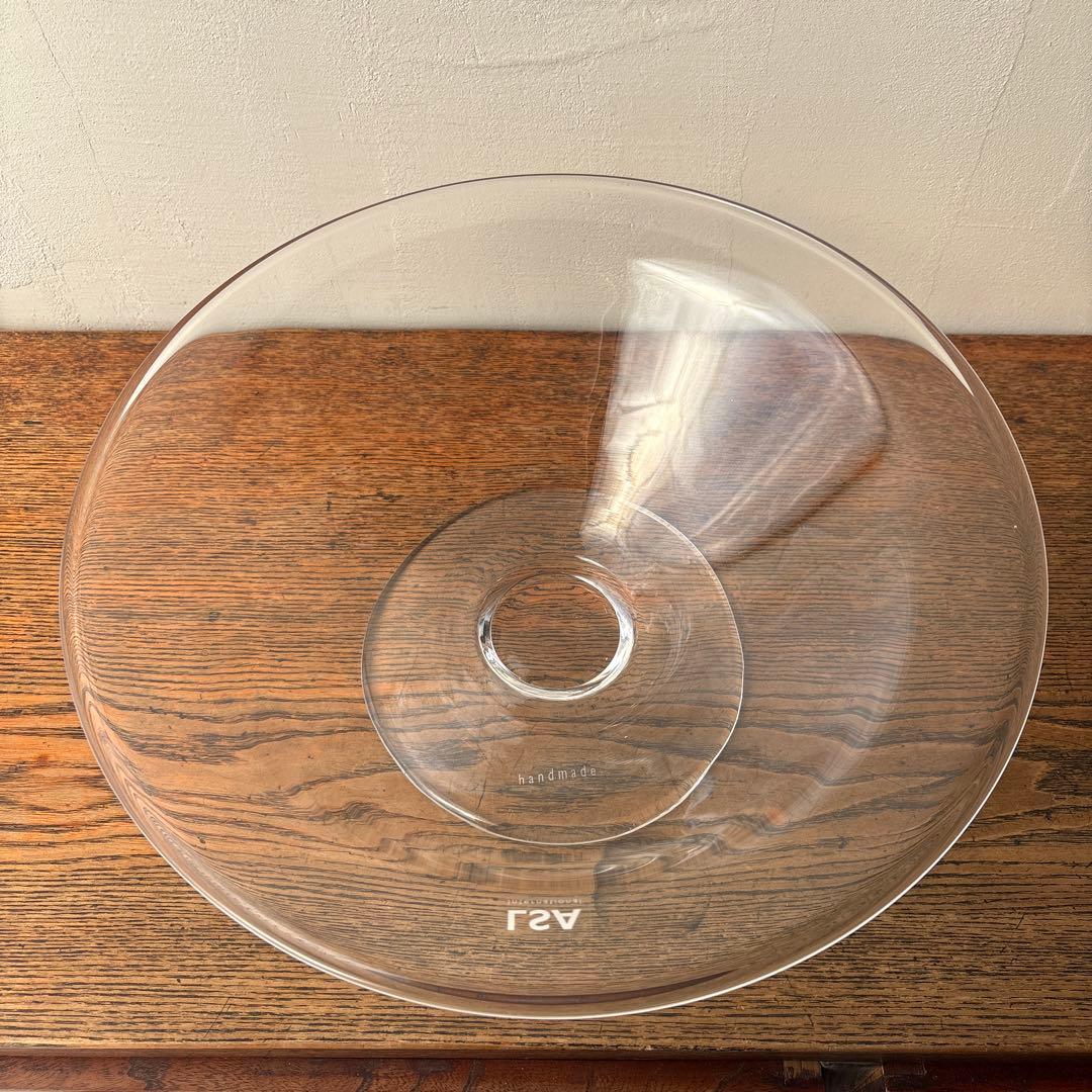 LSA ポーランド ハンドメイド ガラス 脚つきコンポート 大型 花器