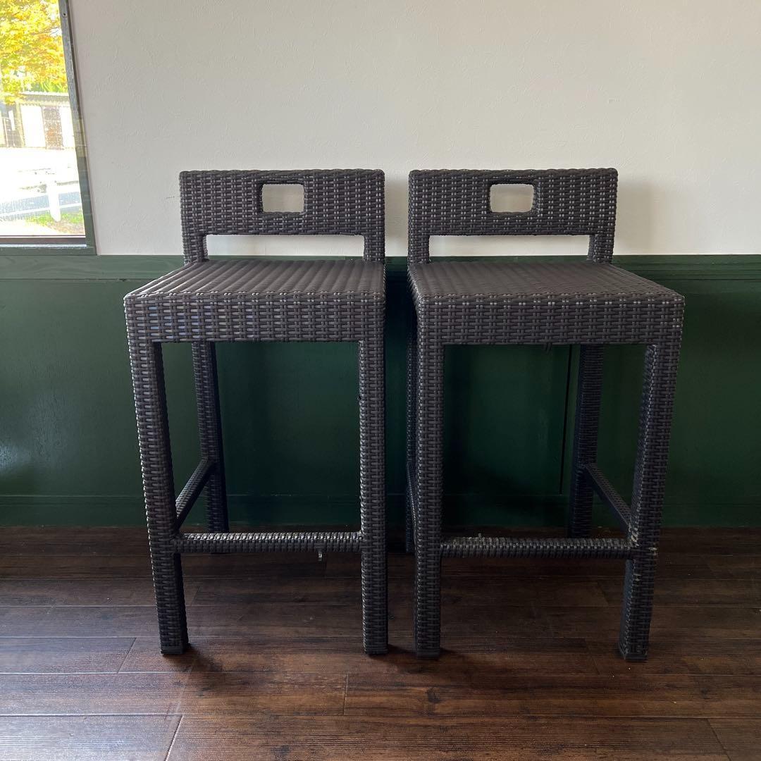 k072 ラタン調カウンターテーブル 3点セット ダークブラウン ガーデン家具