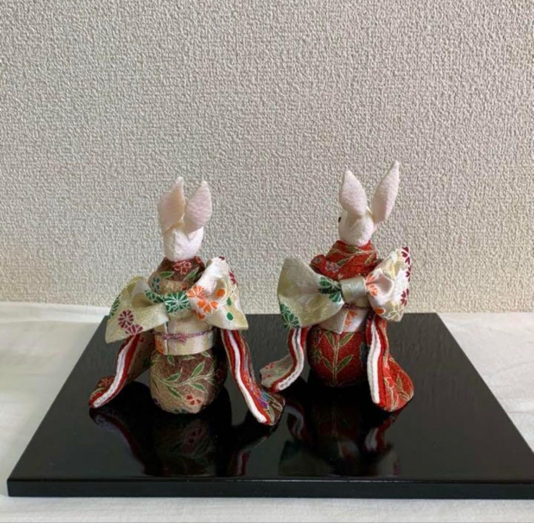 ちりめん細工　うさぎのおひなさま　お雛様　ウサギ　節句　縁起物　和雑貨　兎人形