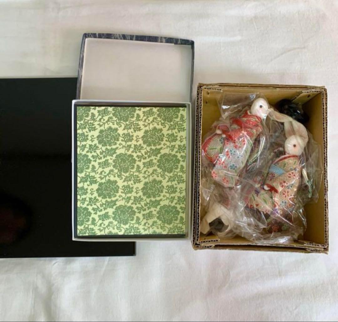 ちりめん細工　うさぎのおひなさま　お雛様　ウサギ　節句　縁起物　和雑貨　兎人形