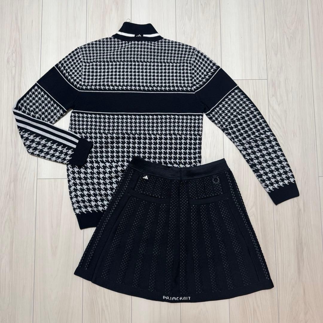 アディダス セットアップ ゴルフウェア 秋冬 千鳥柄 プライムニット スカート