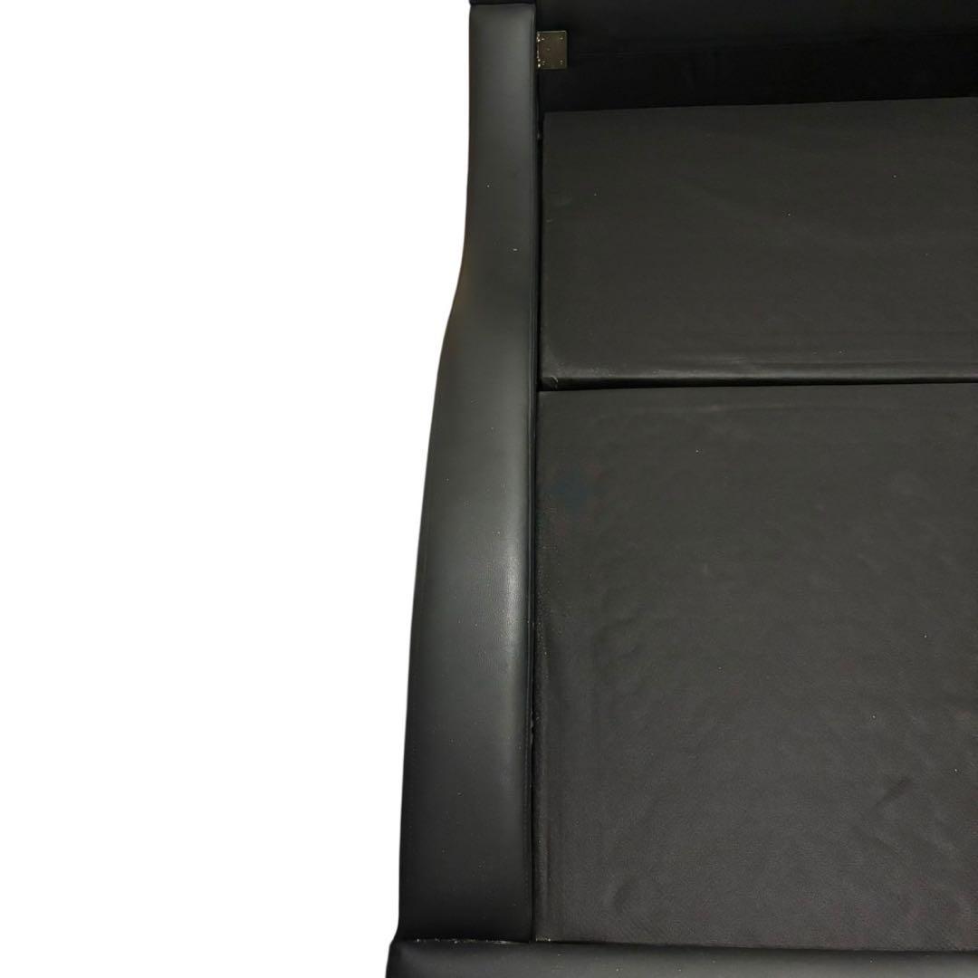 限定配送 ワイド ダブルベッド フレーム レザー 高級感 モダンブラック 羽 F