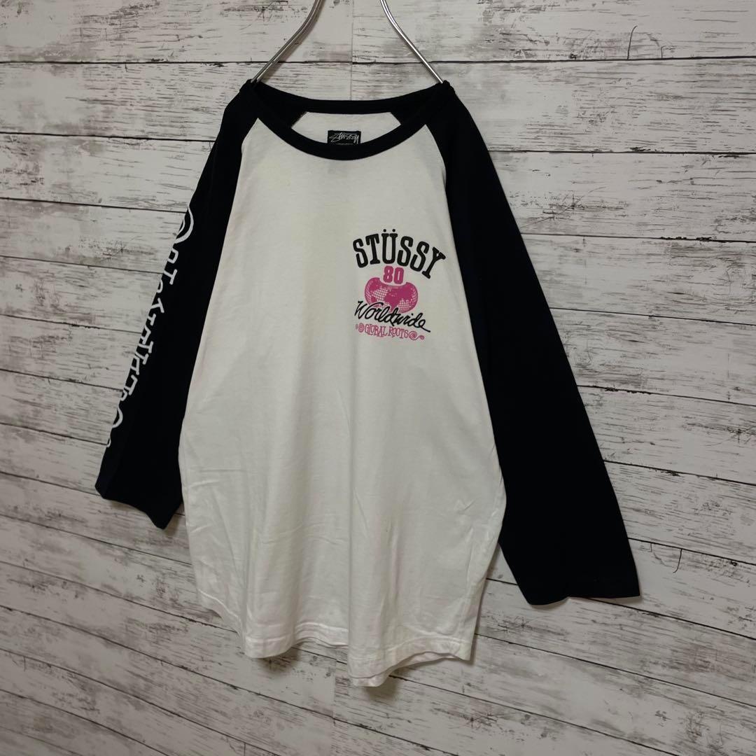 507【入手困難】ステューシー♤ビッグロゴ　ラグラン　Tシャツ　即完売モデル