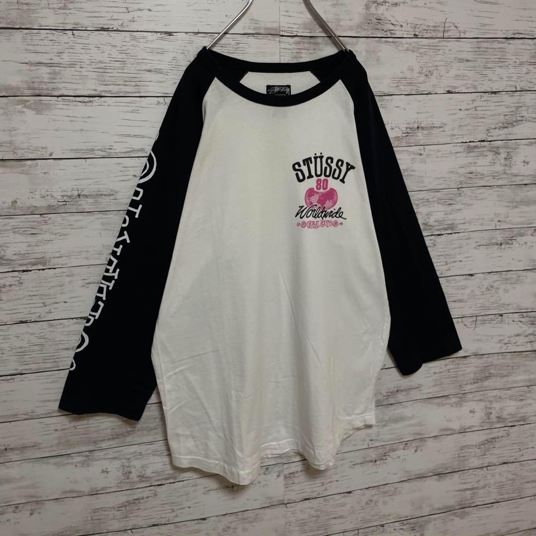 507【入手困難】ステューシー♤ビッグロゴ　ラグラン　Tシャツ　即完売モデル