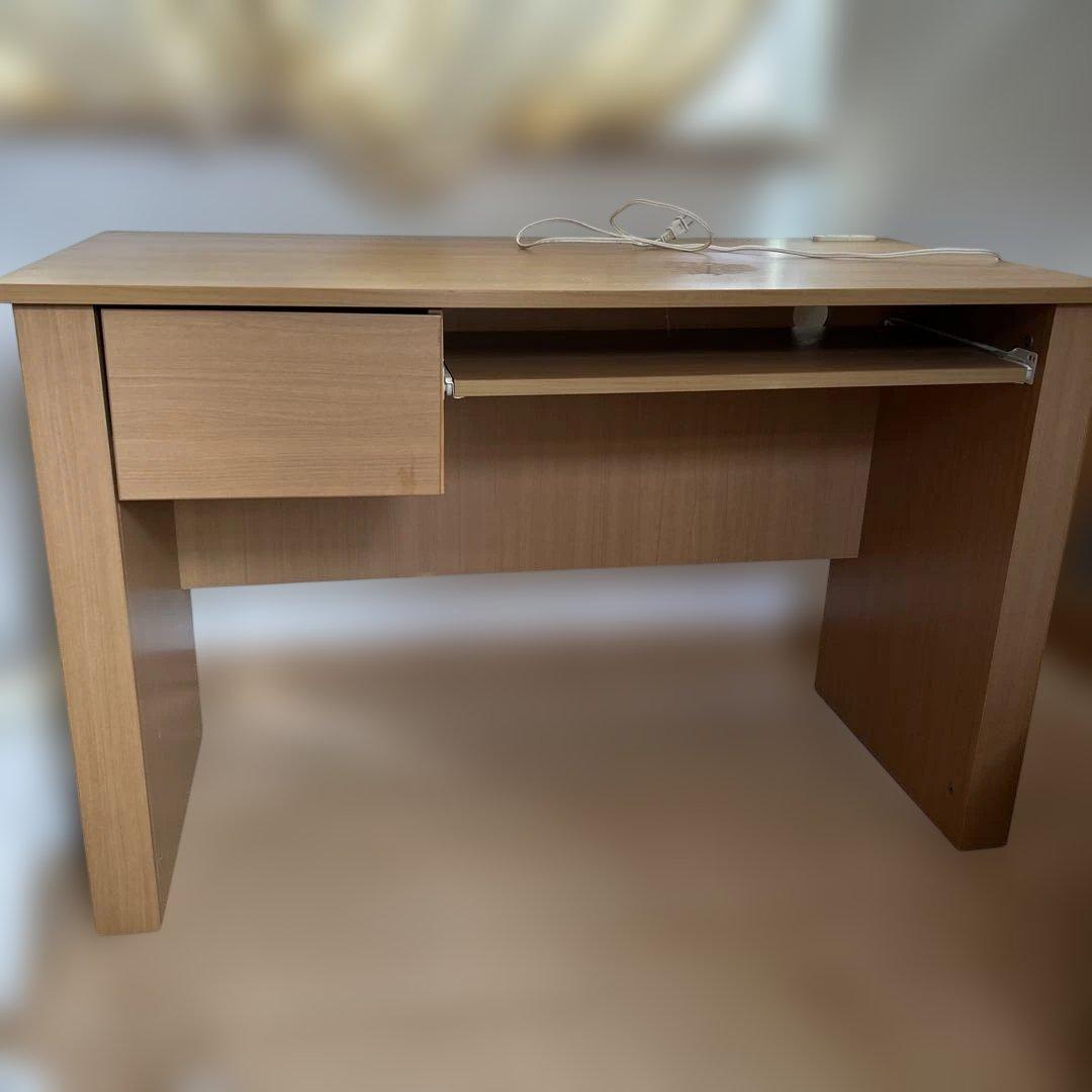 ライトブラウン デスク 引き出し付き