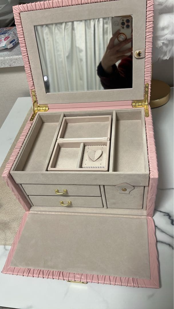 Francfranc ピンク ジュエリーボックス ミラー付き