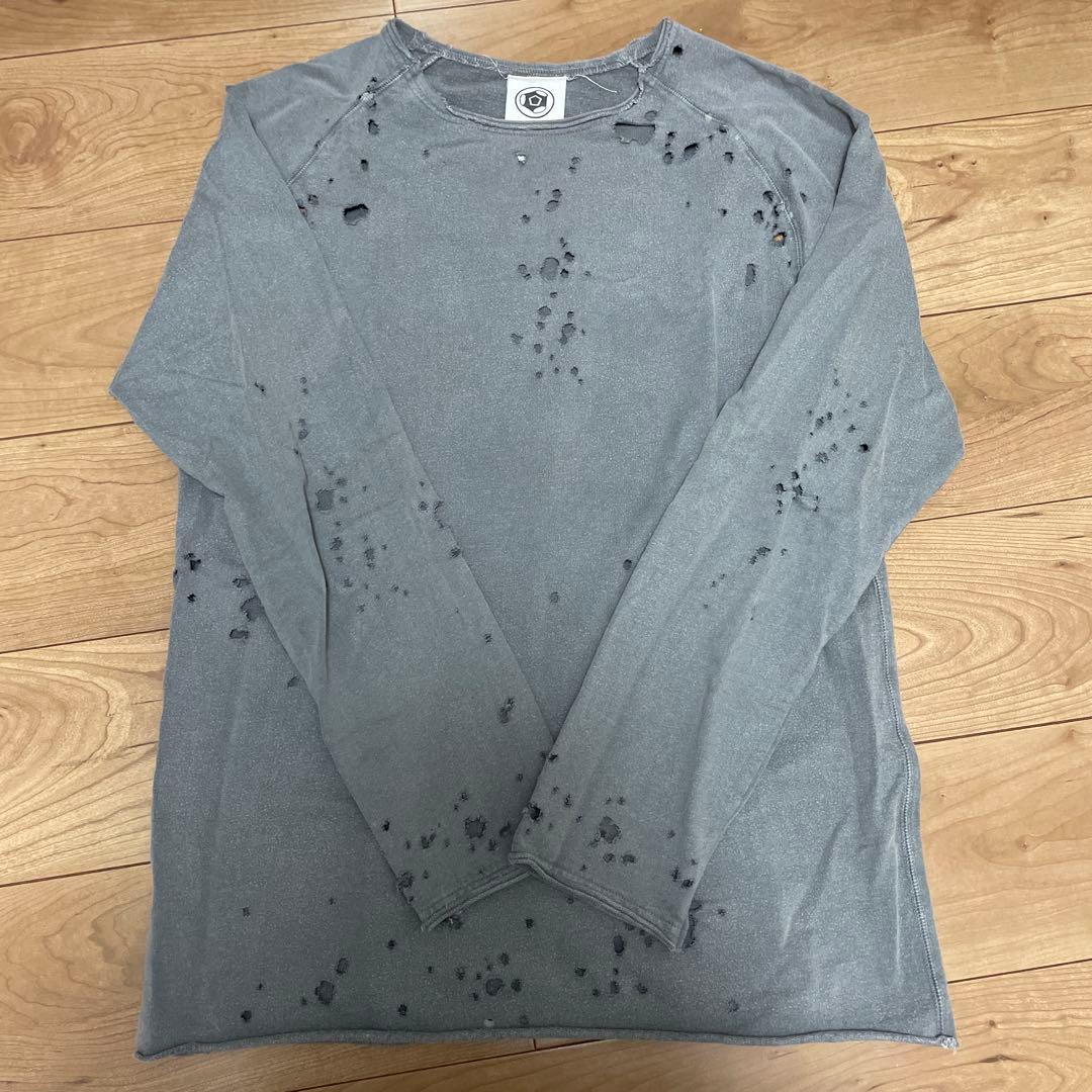 マ*ム様 SABOTAGE ショットガンカットソー ダメージ加工 グレー