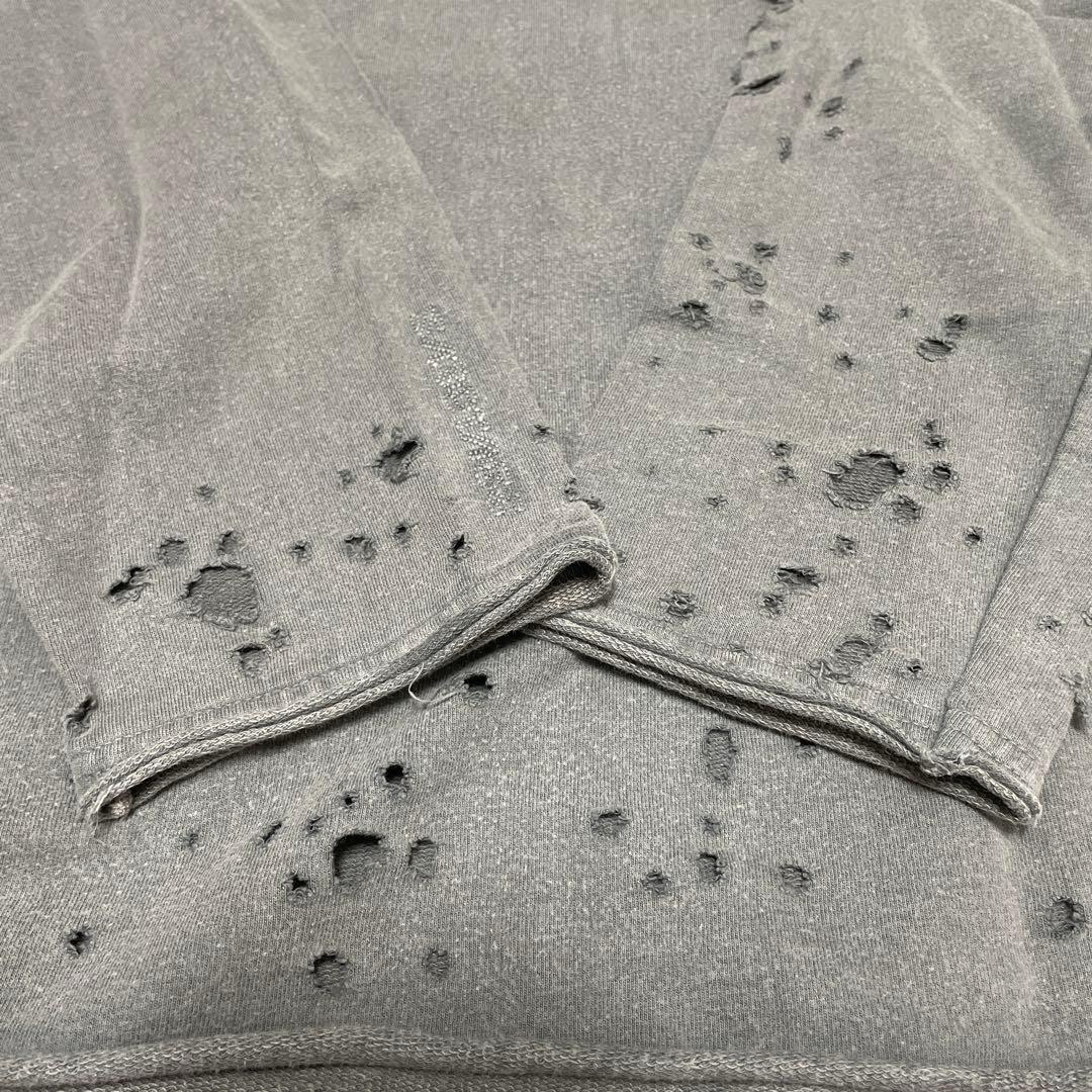 マ*ム様 SABOTAGE ショットガンカットソー ダメージ加工 グレー