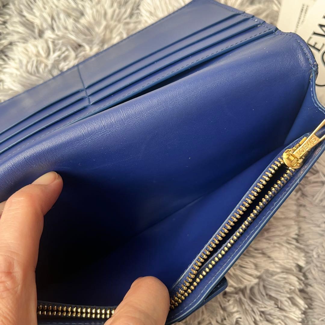 美品✨ロエベ　レア　立体アナグラムロゴ　ネイビー　長財布　メンズ　レディース