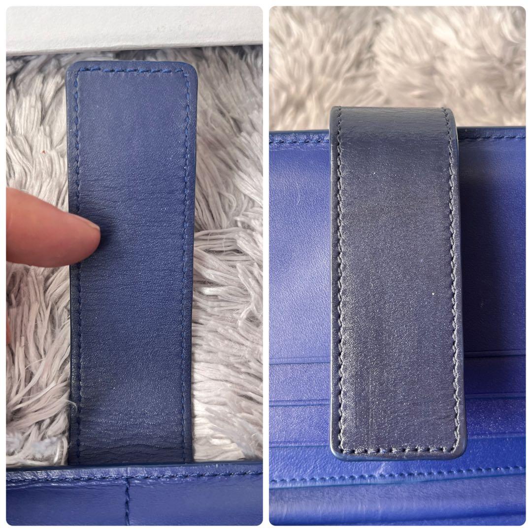 美品✨ロエベ　レア　立体アナグラムロゴ　ネイビー　長財布　メンズ　レディース