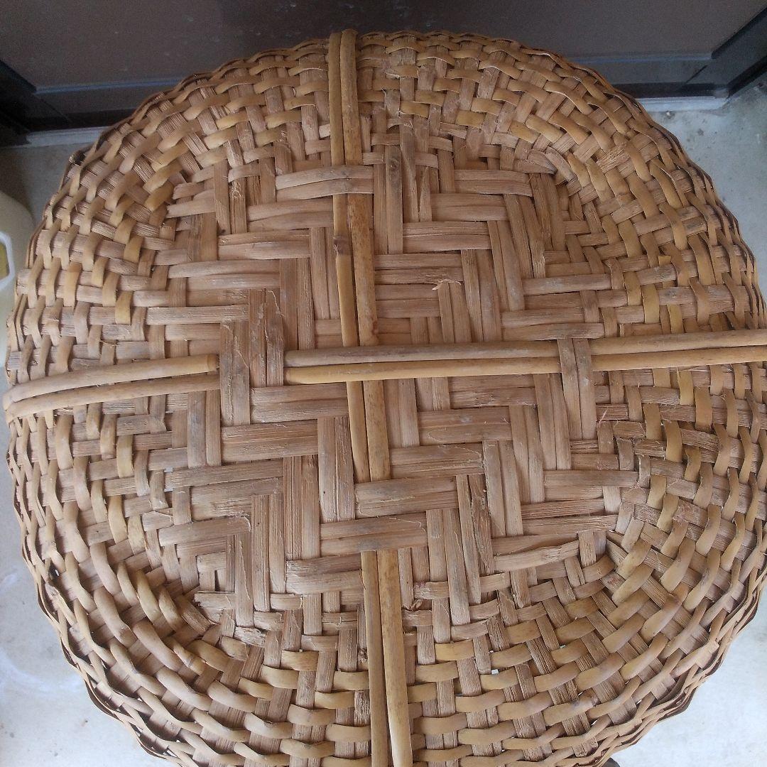 アンテーク、昭和、竹製品大きな深いざる