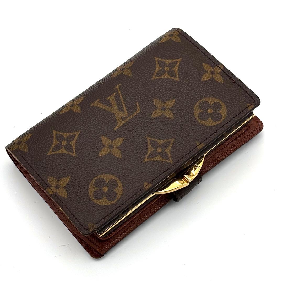 【美品】ルイヴィトン モノグラム ヴィエノワ 二つ折り財布 がま口 ブラウン