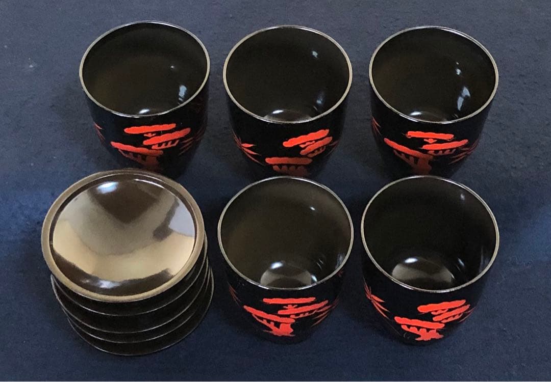 《R》輪島塗 小吸物椀5客 岡本陽斎 木製漆器 懐石 共箱 260128く2