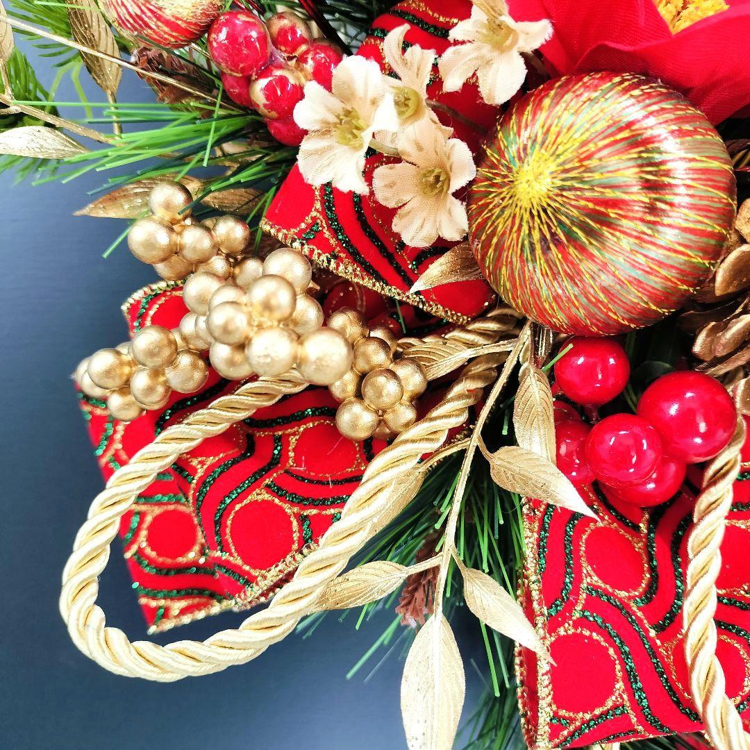 商品名【慶香】ゆきこ❤紅白椿のお正月リース ＊フラワーリース