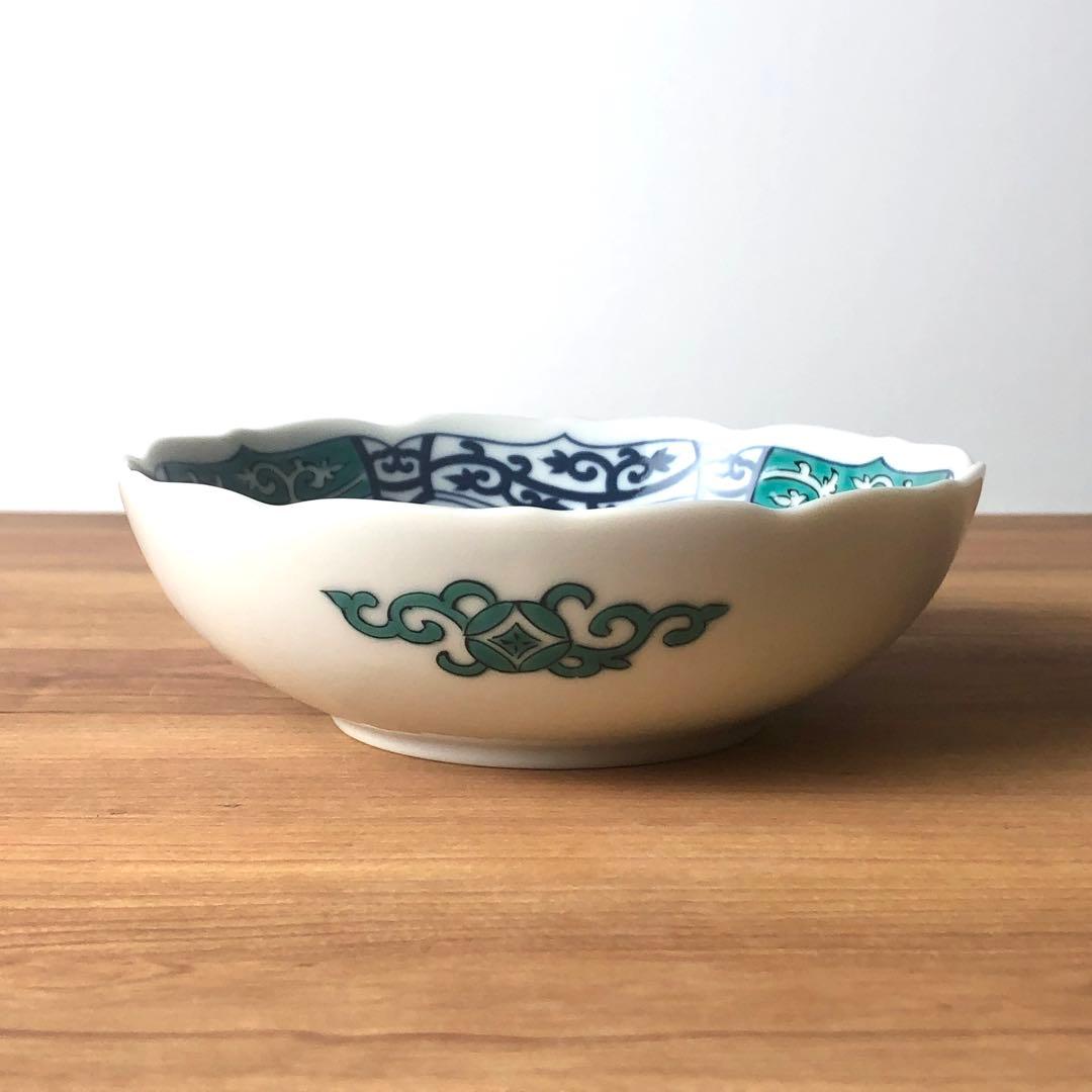 九谷焼　新品　4.7号鉢　染付間取吉田屋風花鳥　小鉢　5枚